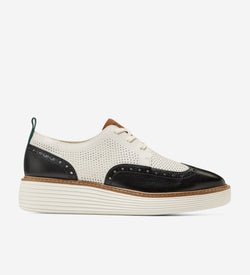 Women's ØriginalGrand Platform Wingtip Oxfords-Ivory-Black-Tobacco-Rainforest