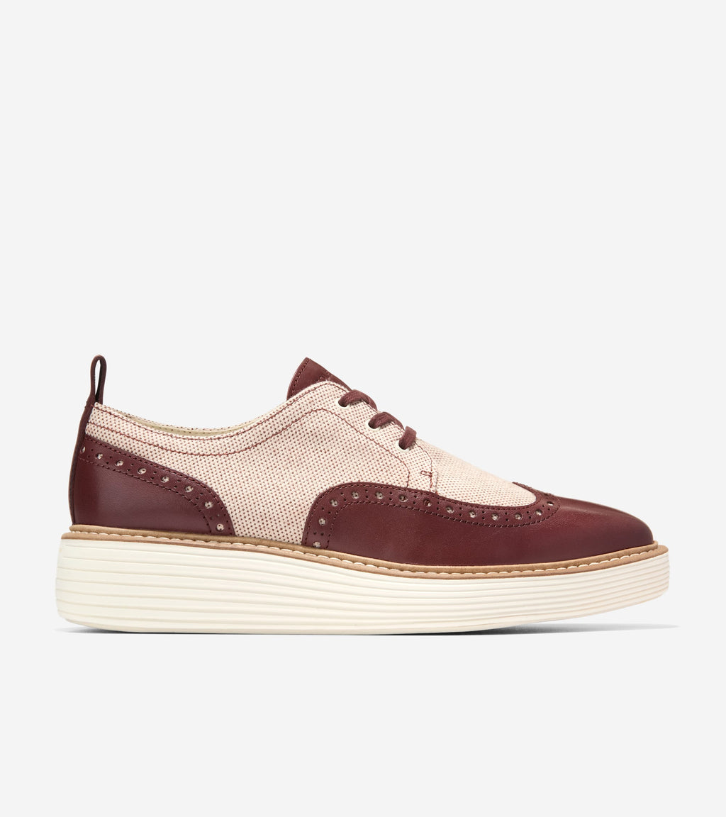 Women's ØriginalGrand Platform Wingtip Oxfords-Mahogany-Natural Two-Tone