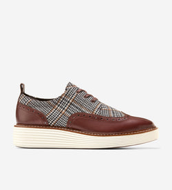 Women's ØriginalGrand Platform Wingtip Oxfords-Neutral Plaid-Hickory