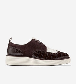 Women's ØriginalGrand Platform Wingtip Oxfords-Dark Chocolate Croc Print