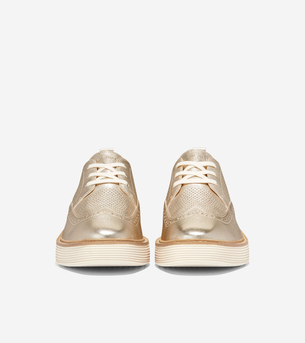 Women's ØriginalGrand Platform Wingtip Oxfords-Gold Talca-Ivory