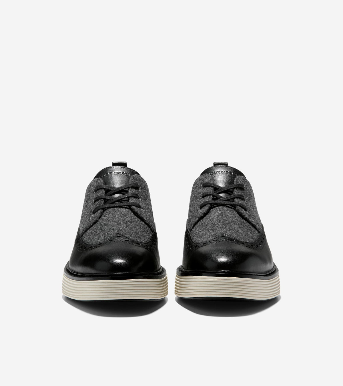 Women's ØriginalGrand Platform Wingtip Oxfords-Dark Gray Wool Textile-Black