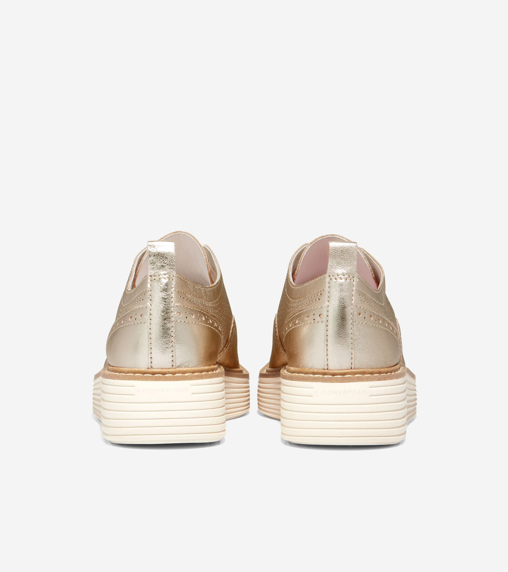 Women's ØriginalGrand Platform Wingtip Oxfords-Gold Talca-Ivory