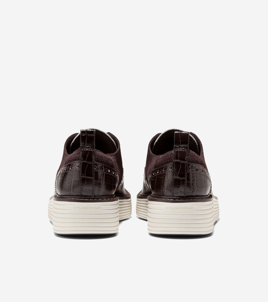 Women's ØriginalGrand Platform Wingtip Oxfords-Dark Chocolate Croc Print
