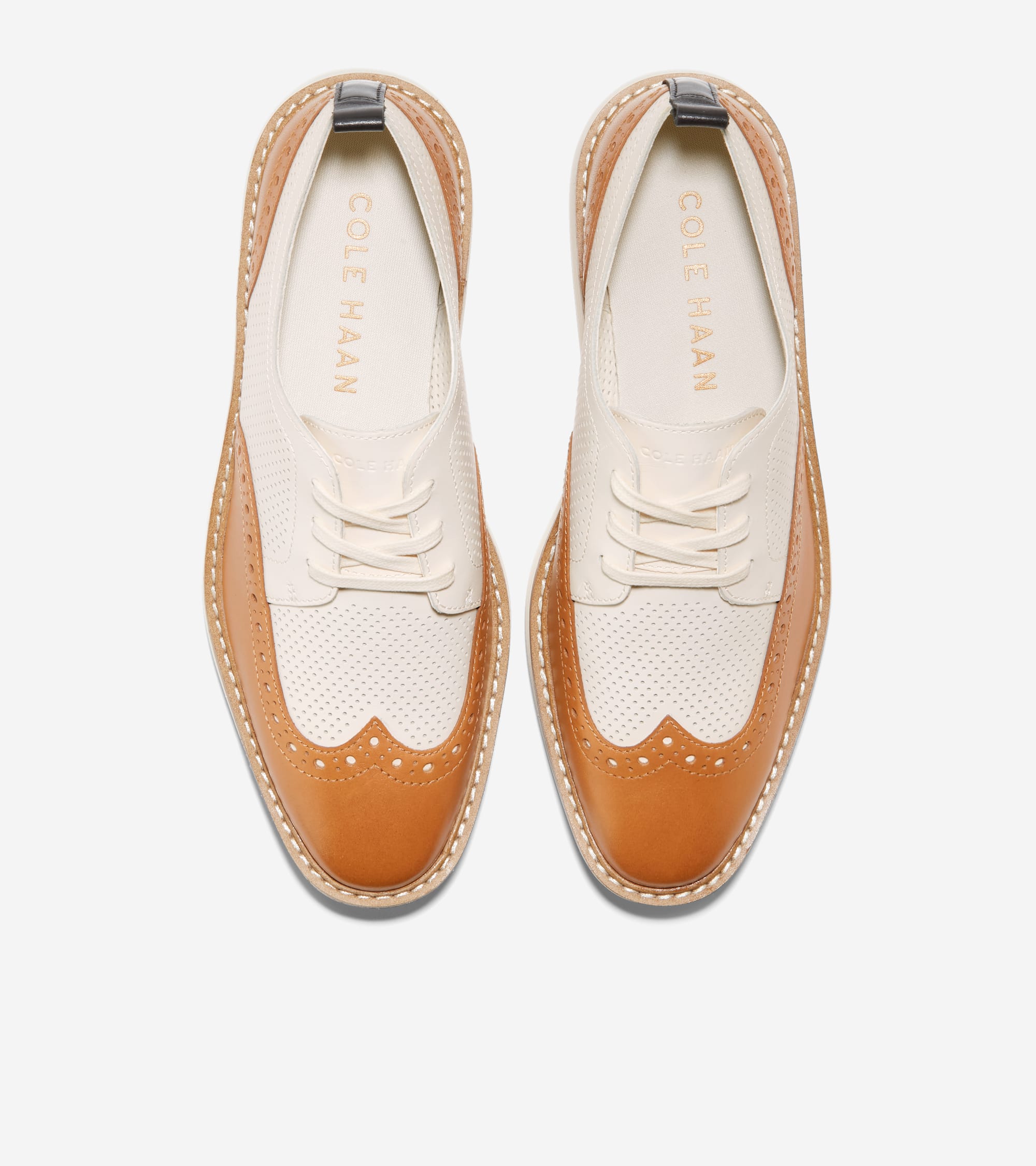 COLE HAAN コールハーン フリンジ モカシン Women's ØriginalGrand Platform Wingtip Oxfords in White, brown