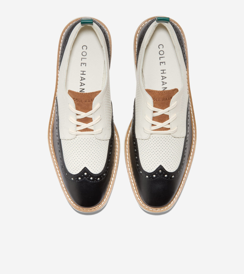 Women's ØriginalGrand Platform Wingtip Oxfords-Ivory-Black-Tobacco-Rainforest
