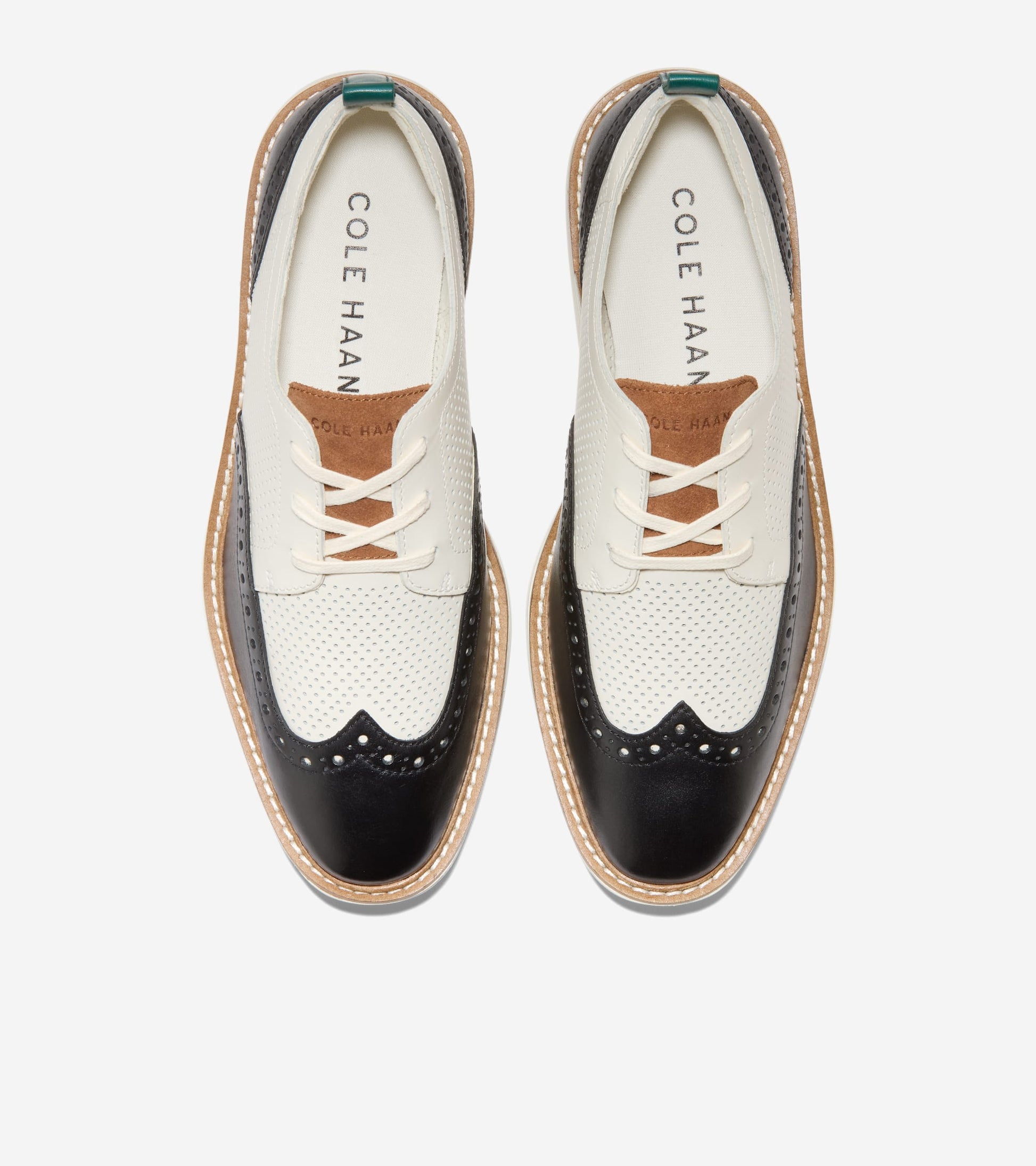 Women's ØriginalGrand Platform Wingtip Oxfords-Ivory-Black-Tobacco-Rainforest