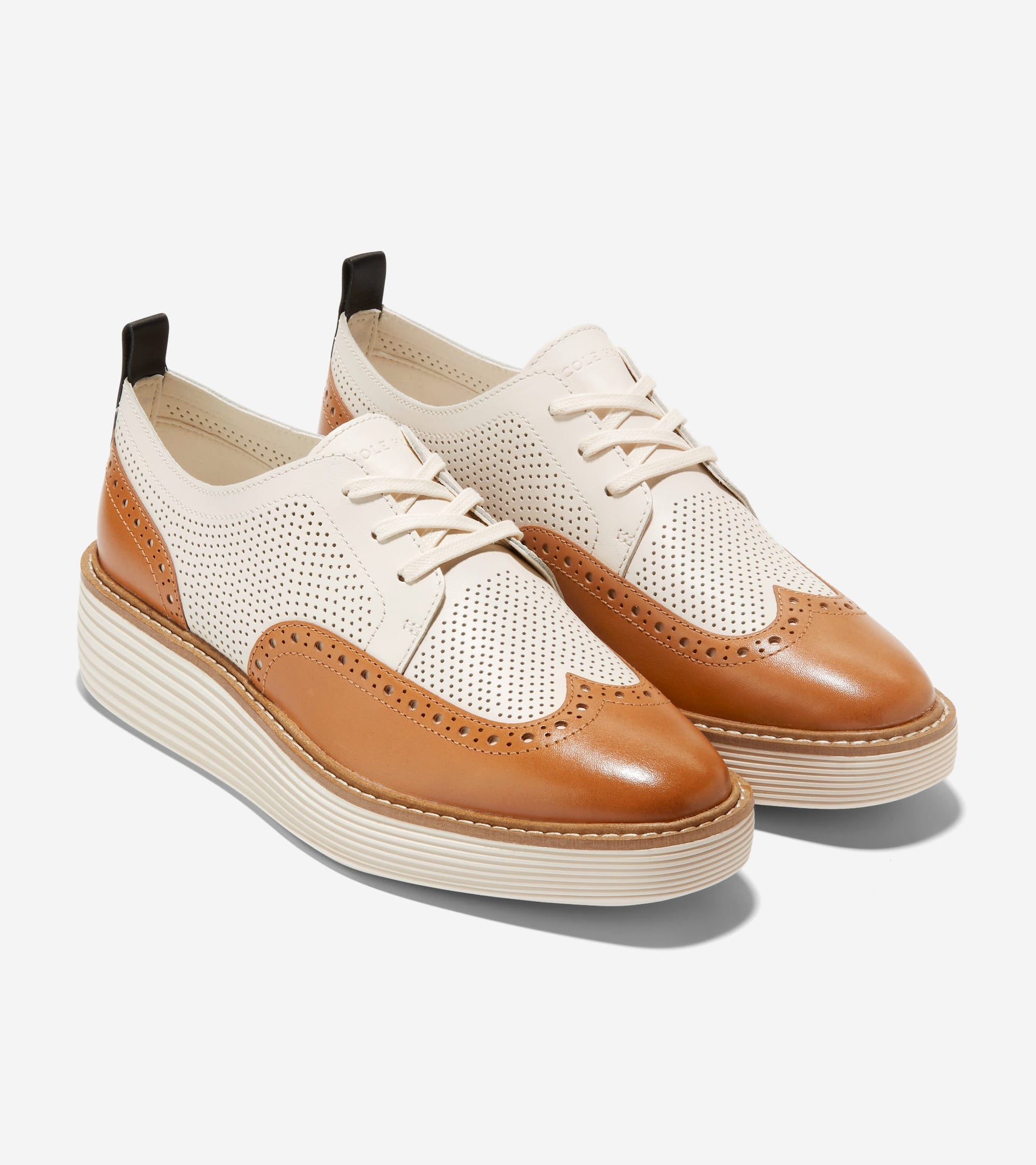 Women's ØriginalGrand Platform Wingtip Oxfords-Pecan-Ivory