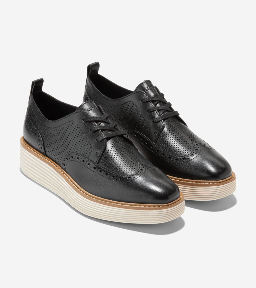 Women's ØriginalGrand Platform Wingtip Oxfords-Black-Ivory