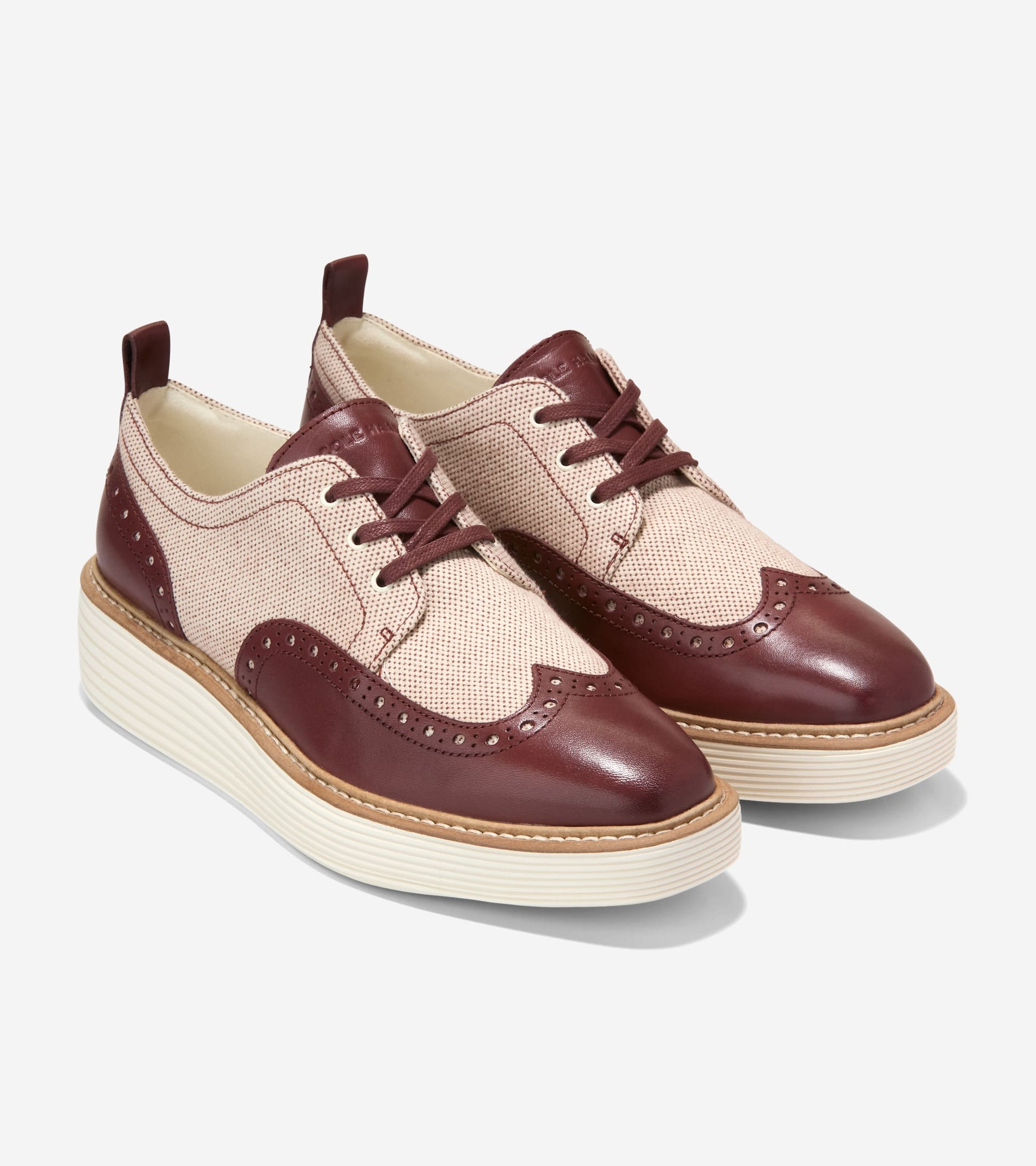 Women's ØriginalGrand Platform Wingtip Oxfords-Mahogany-Natural Two-Tone