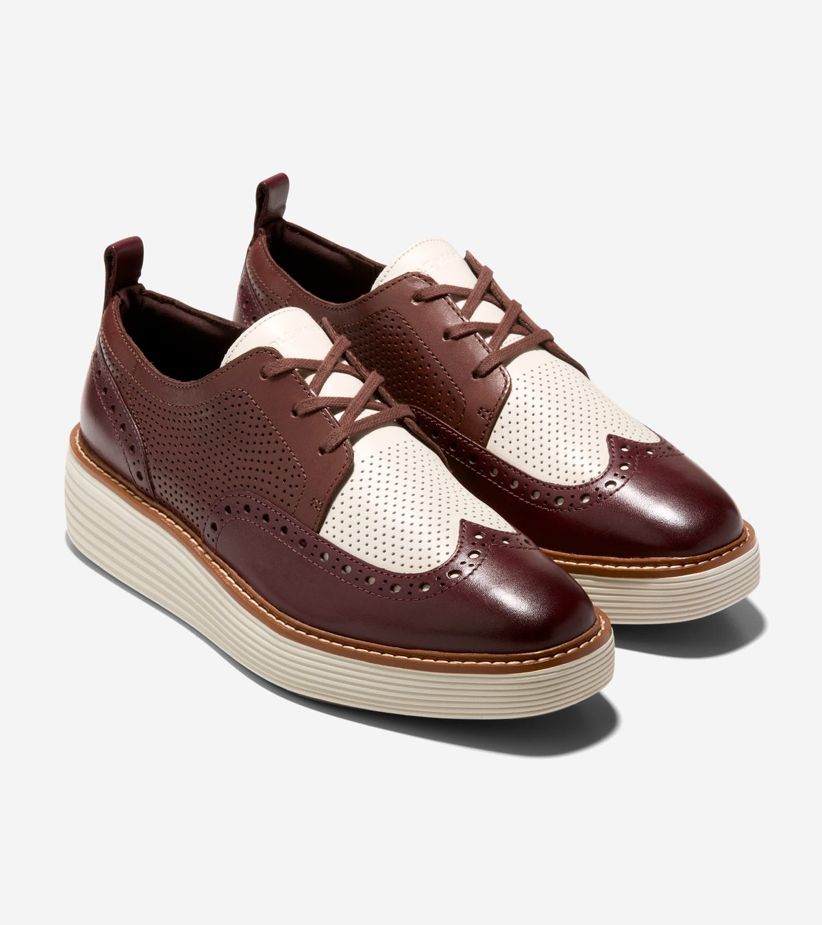 Women's ØriginalGrand Platform Wingtip Oxfords-Bloodstone-Hickory-Ivory
