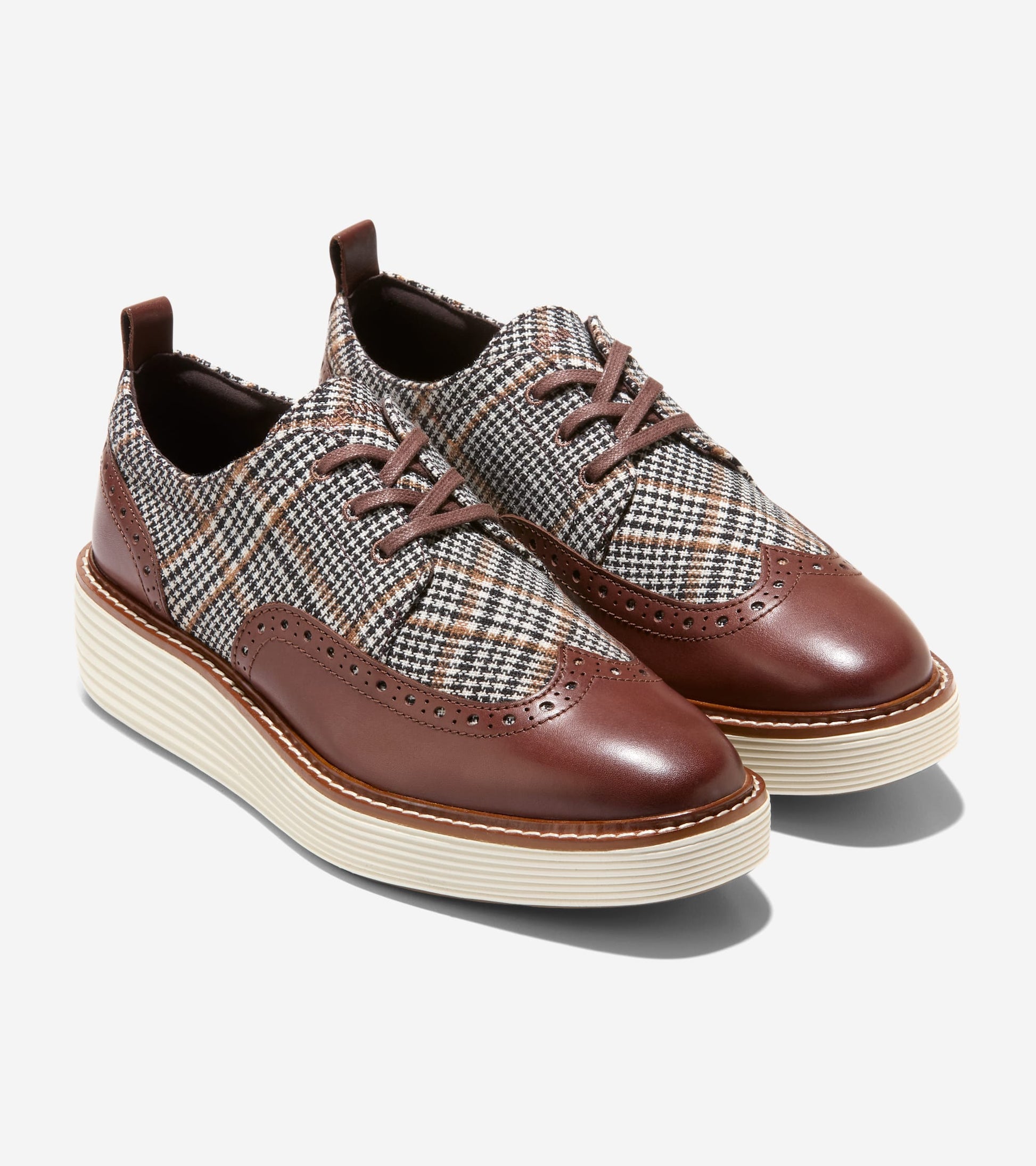Women's ØriginalGrand Platform Wingtip Oxfords-Neutral Plaid-Hickory