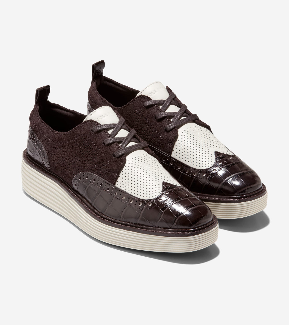 Women's ØriginalGrand Platform Wingtip Oxfords-Dark Chocolate Croc Print