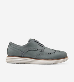 Men's ØriginalGrand Remastered Wingtip Oxfords-Gray Pinstripe-Dark Natural