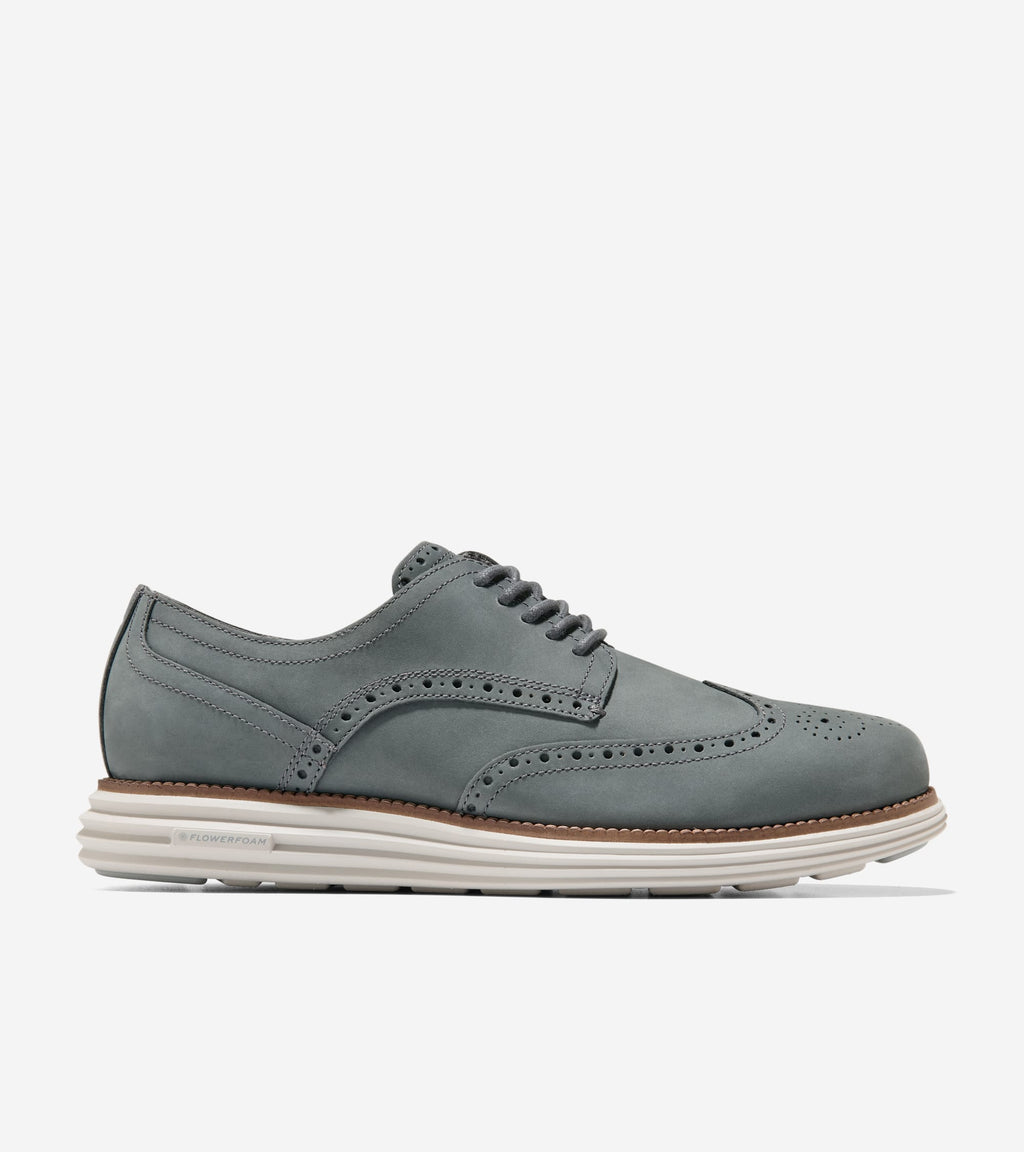 Men's ØriginalGrand Remastered Wingtip Oxfords-Gray Pinstripe-Dark Natural