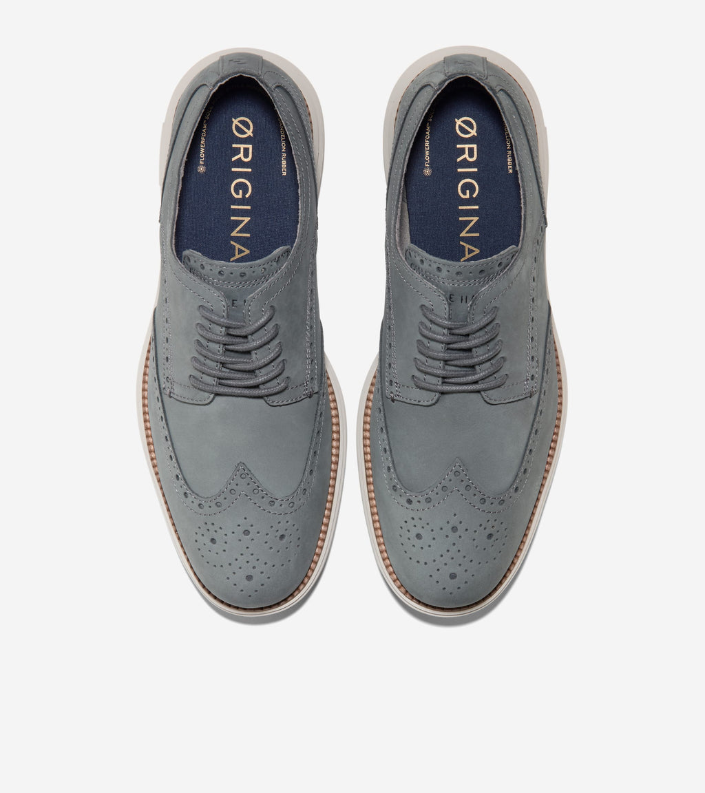 Men's ØriginalGrand Remastered Wingtip Oxfords-Gray Pinstripe-Dark Natural