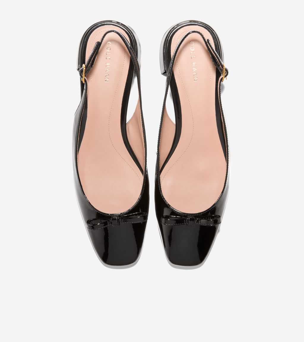 Women's Patsy Bow Slingback Pumps-Black Patent