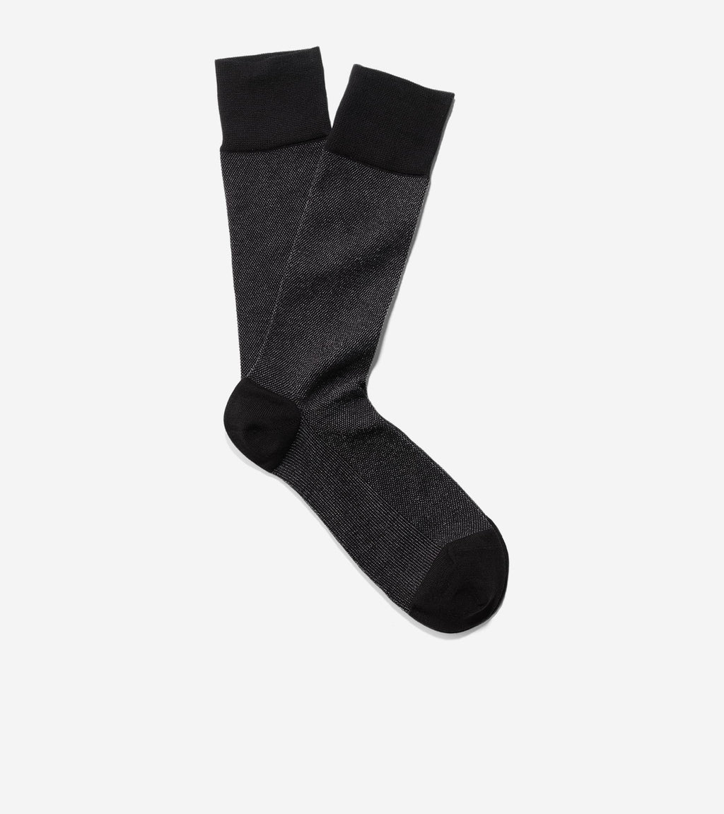 Men's Pique Textured Crew Socks-Black