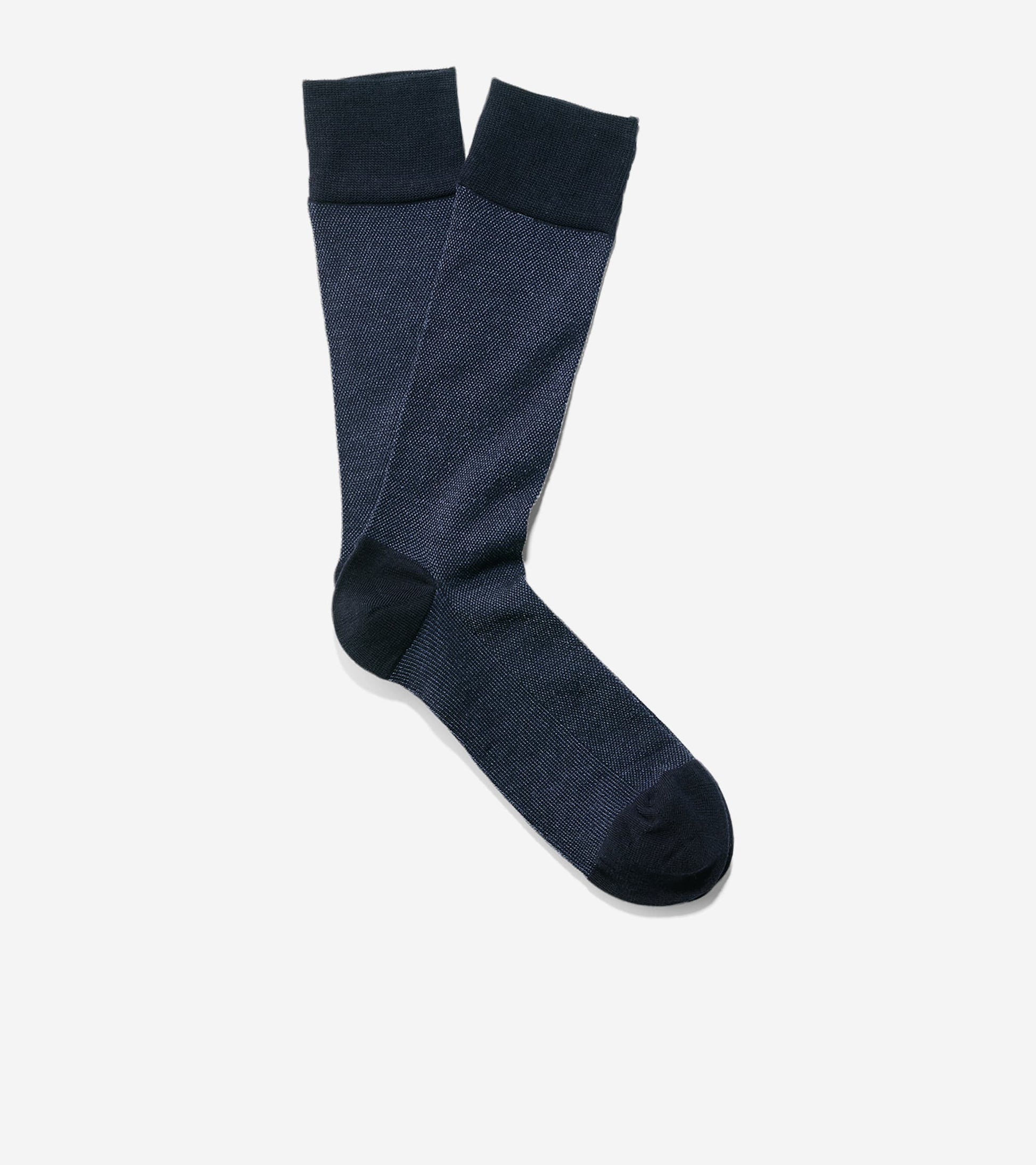 Men's Pique Textured Crew Socks-Navy