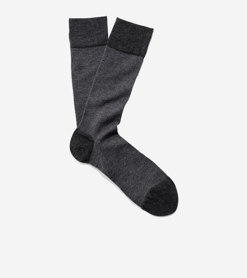 Men's Pique Textured Crew Socks-Graphite Heather