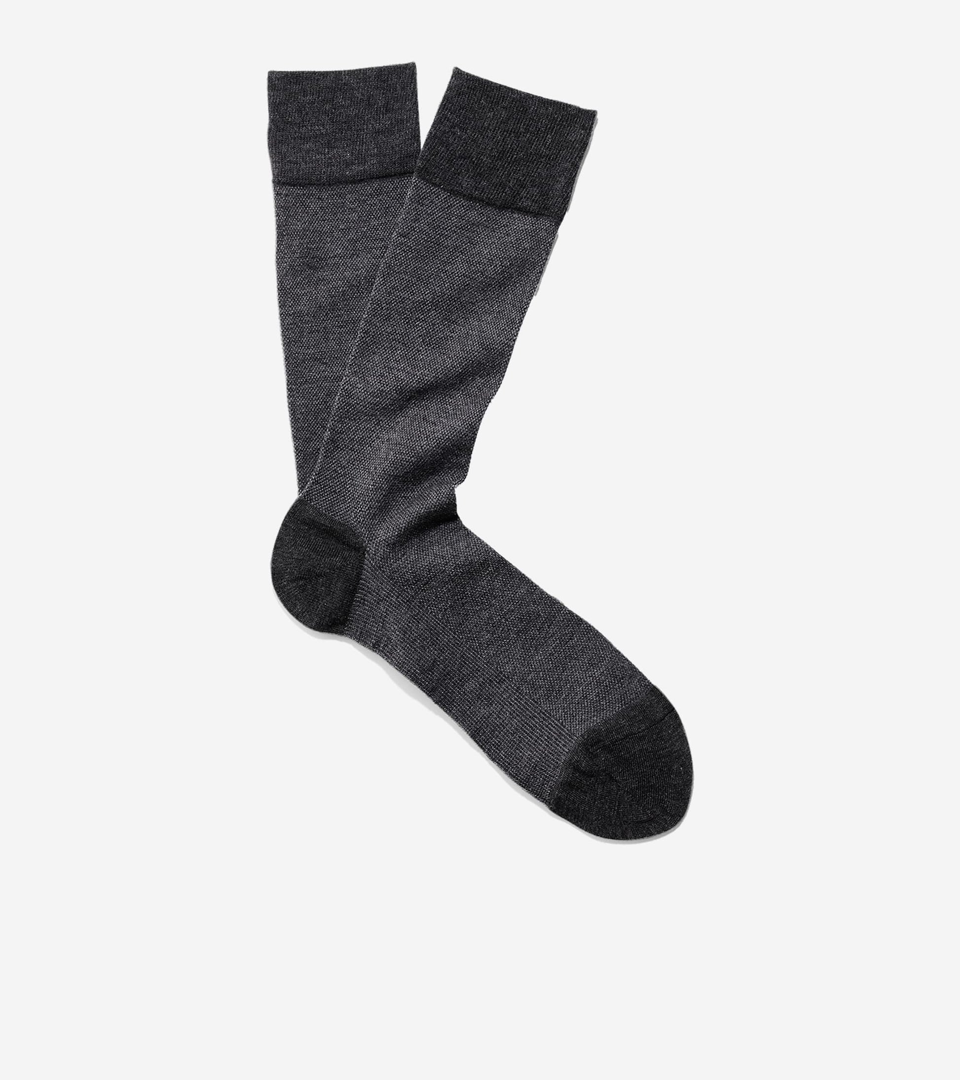 Men's Pique Textured Crew Socks-Graphite Heather
