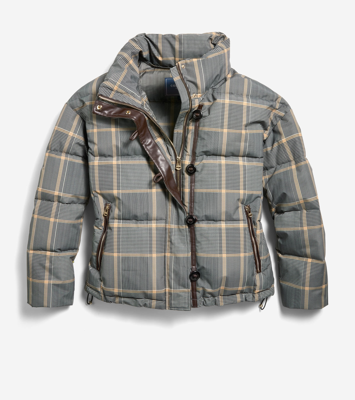 Women's Plaid Down Fill Cropped Puffer-Multi Plaid