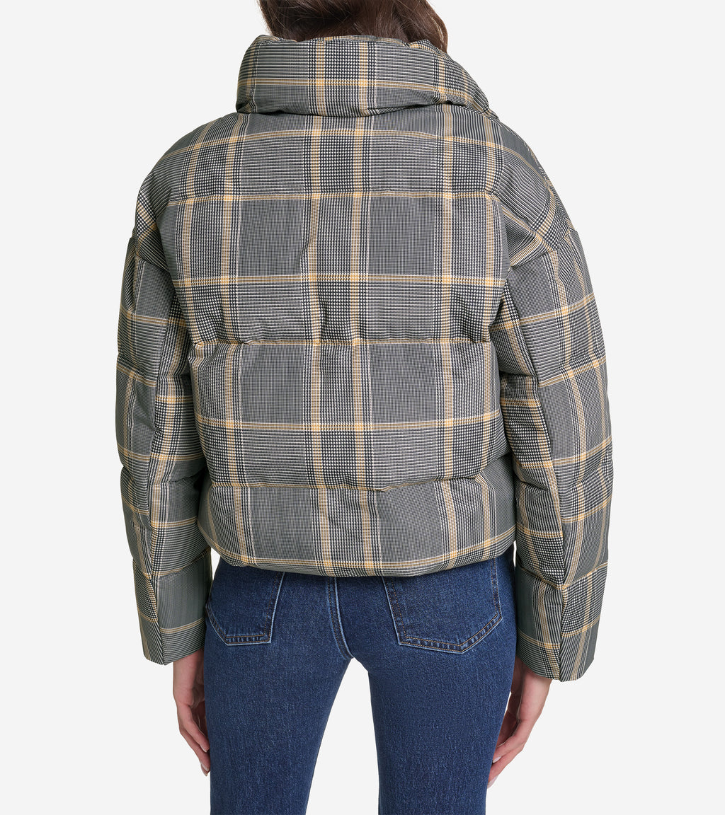 Women's Plaid Down Fill Cropped Puffer-Multi Plaid