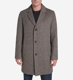 Men's Plaid Topper Coat-Chestnut Plaid
