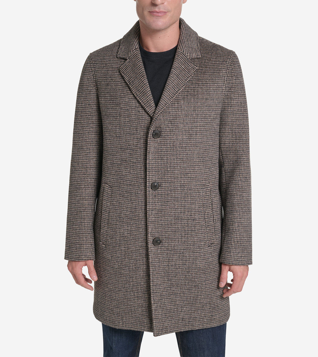 Men's Plaid Topper Coat-Chestnut Plaid