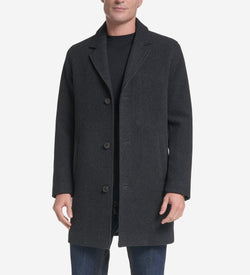 Men's Plaid Topper Coat-Charcoal Plaid