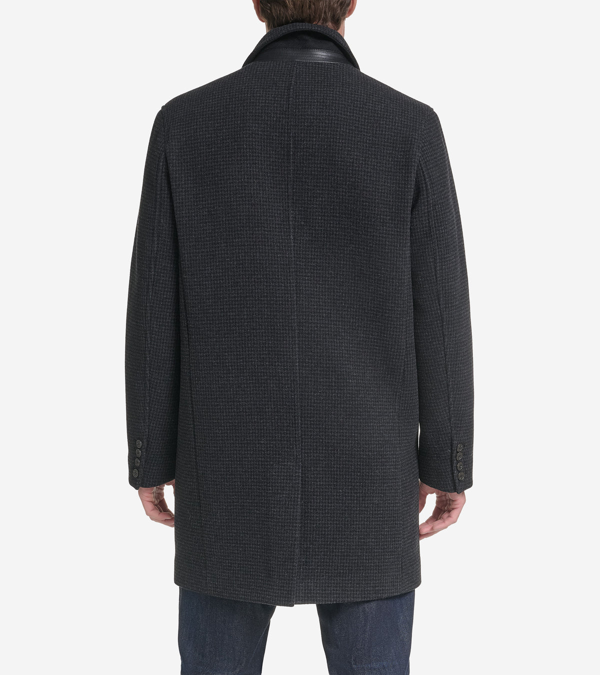 Men's Plaid Topper Coat-Charcoal Plaid