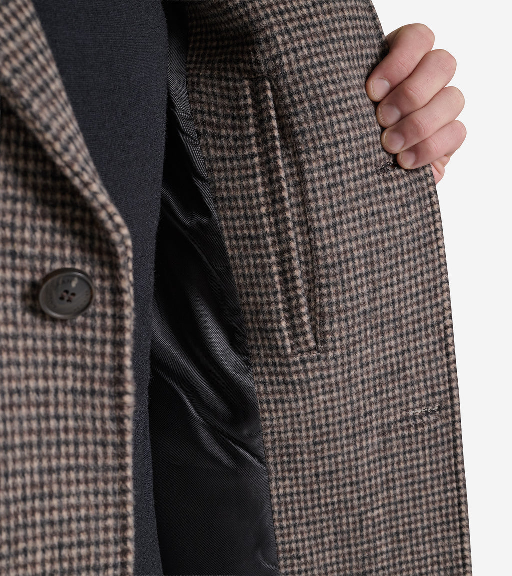 Men's Plaid Topper Coat-Chestnut Plaid