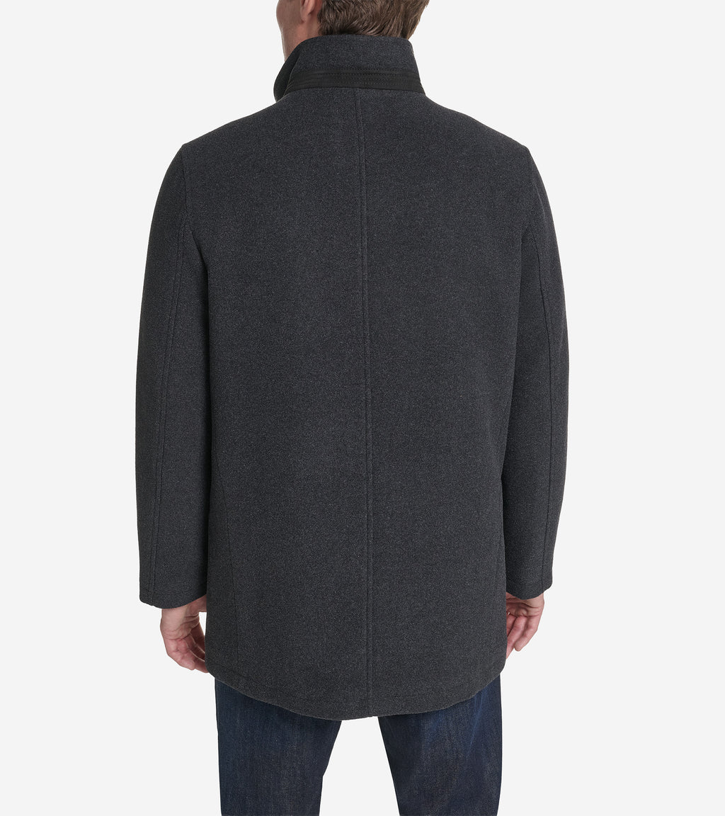 Men's Plush Wool Knit Bib Car Coat-Charcoal
