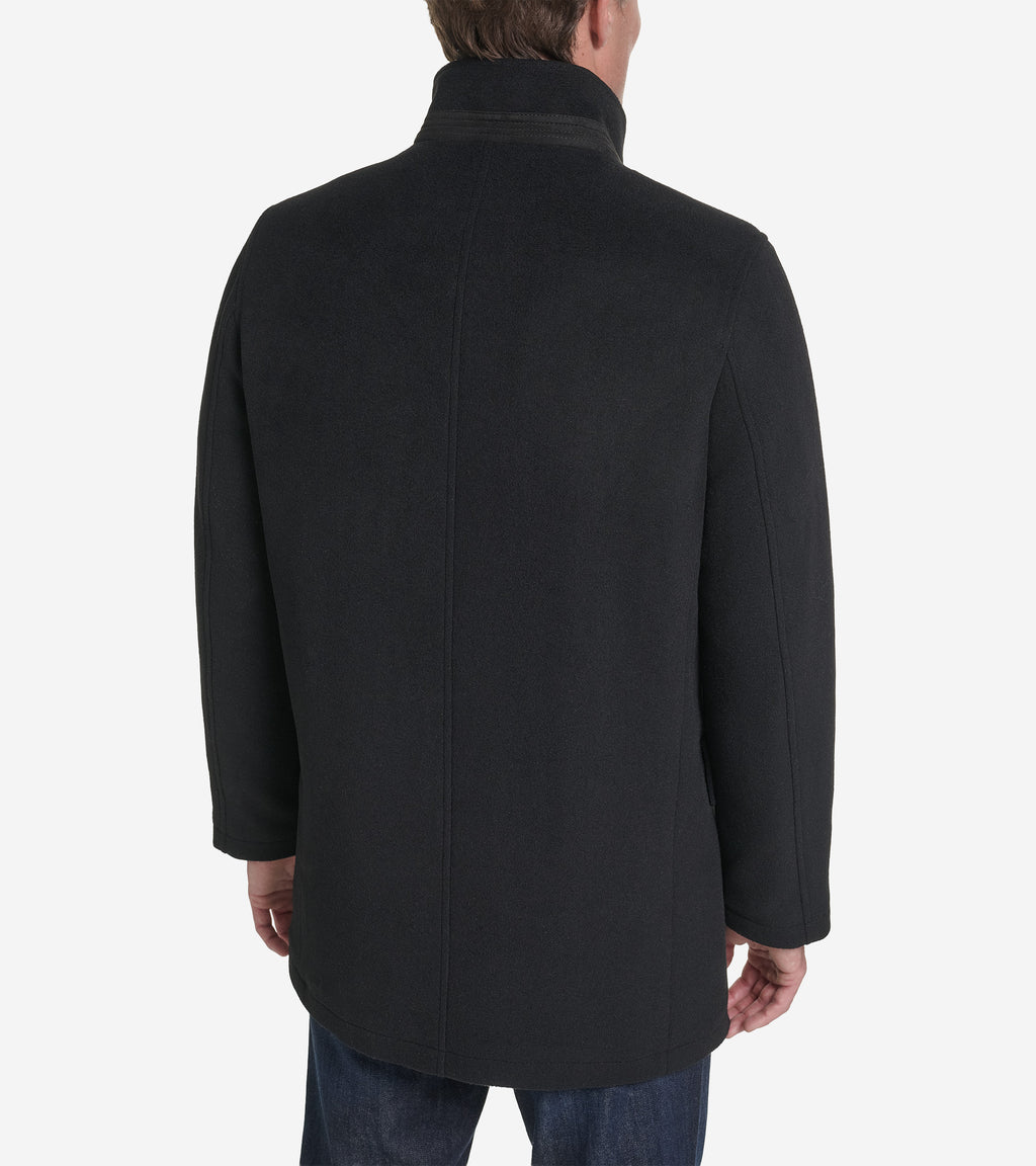 Men's Plush Wool Knit Bib Car Coat-Black