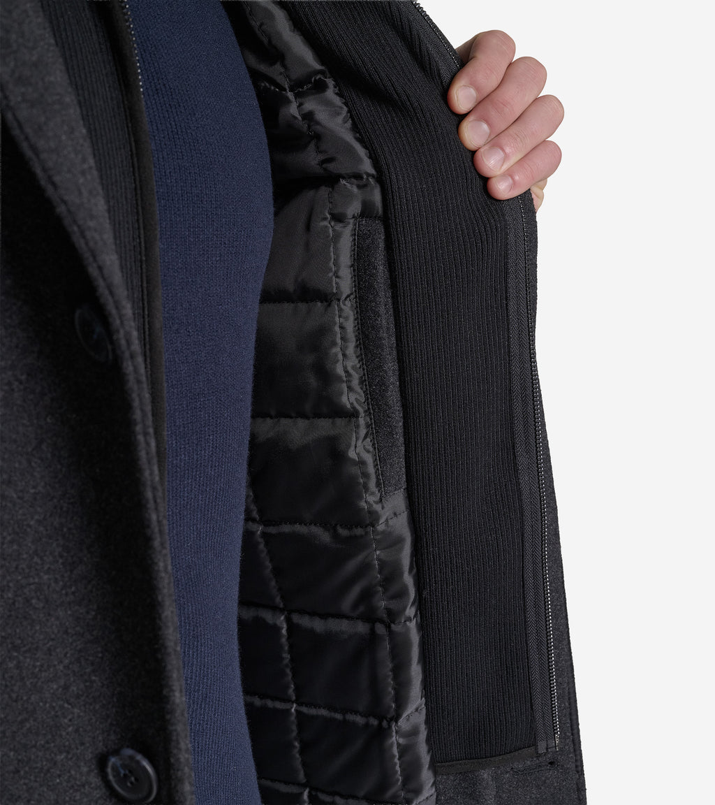 Men's Plush Wool Knit Bib Car Coat-Charcoal