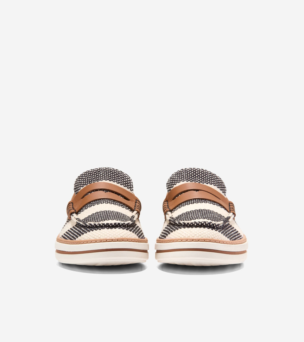 Women's Pinch Long-Weekender Penny Loafers-Black Stripe-British Tan