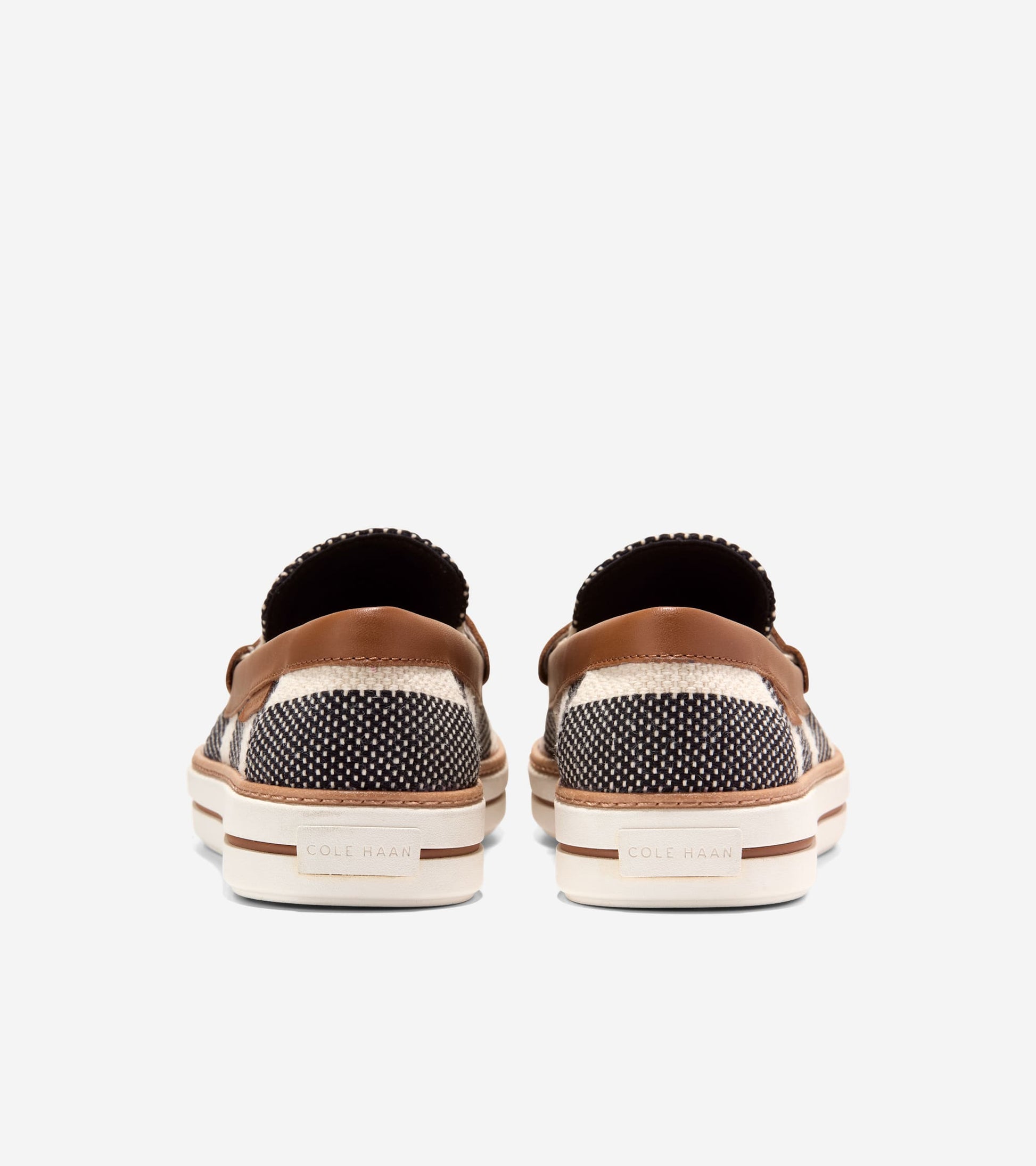 Women's Pinch Long-Weekender Penny Loafers-Black Stripe-British Tan