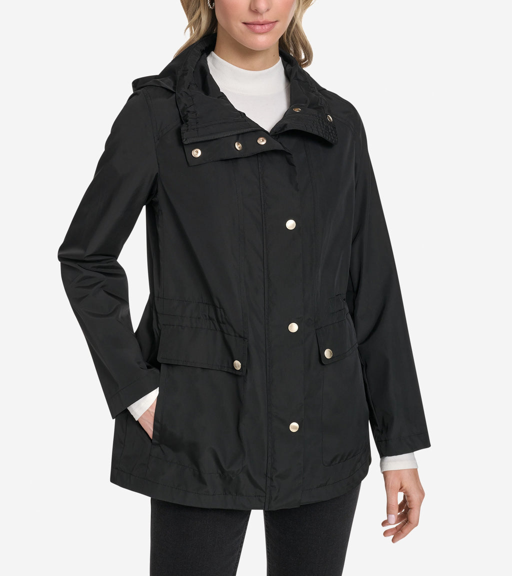 Women's Packable Short Parka-Black