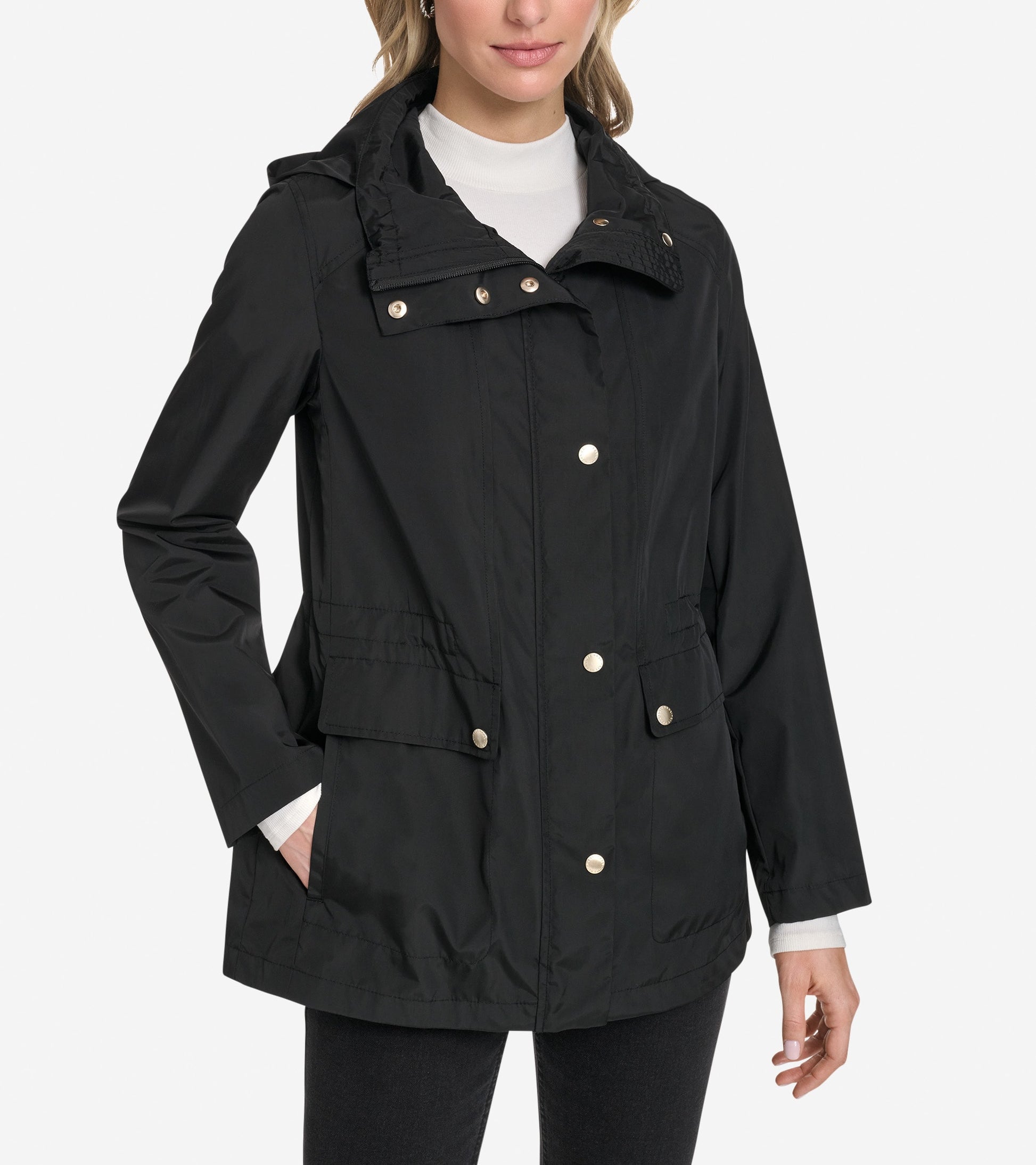 Women's Packable Short Parka-Black