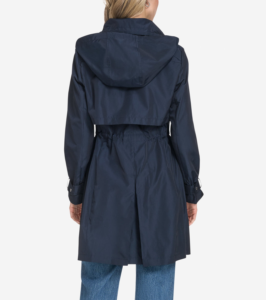 Women's Packable Trench Coat-Indigo