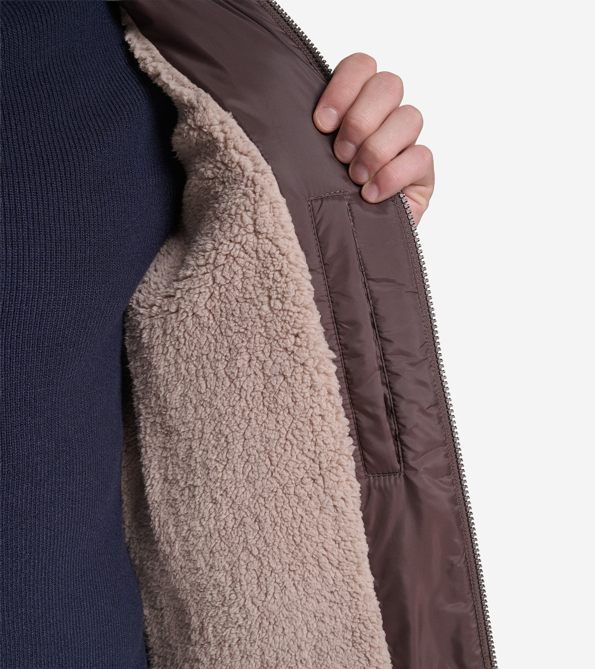 Men's Quilted Jacket with Faux Sherpa Liner-Wren