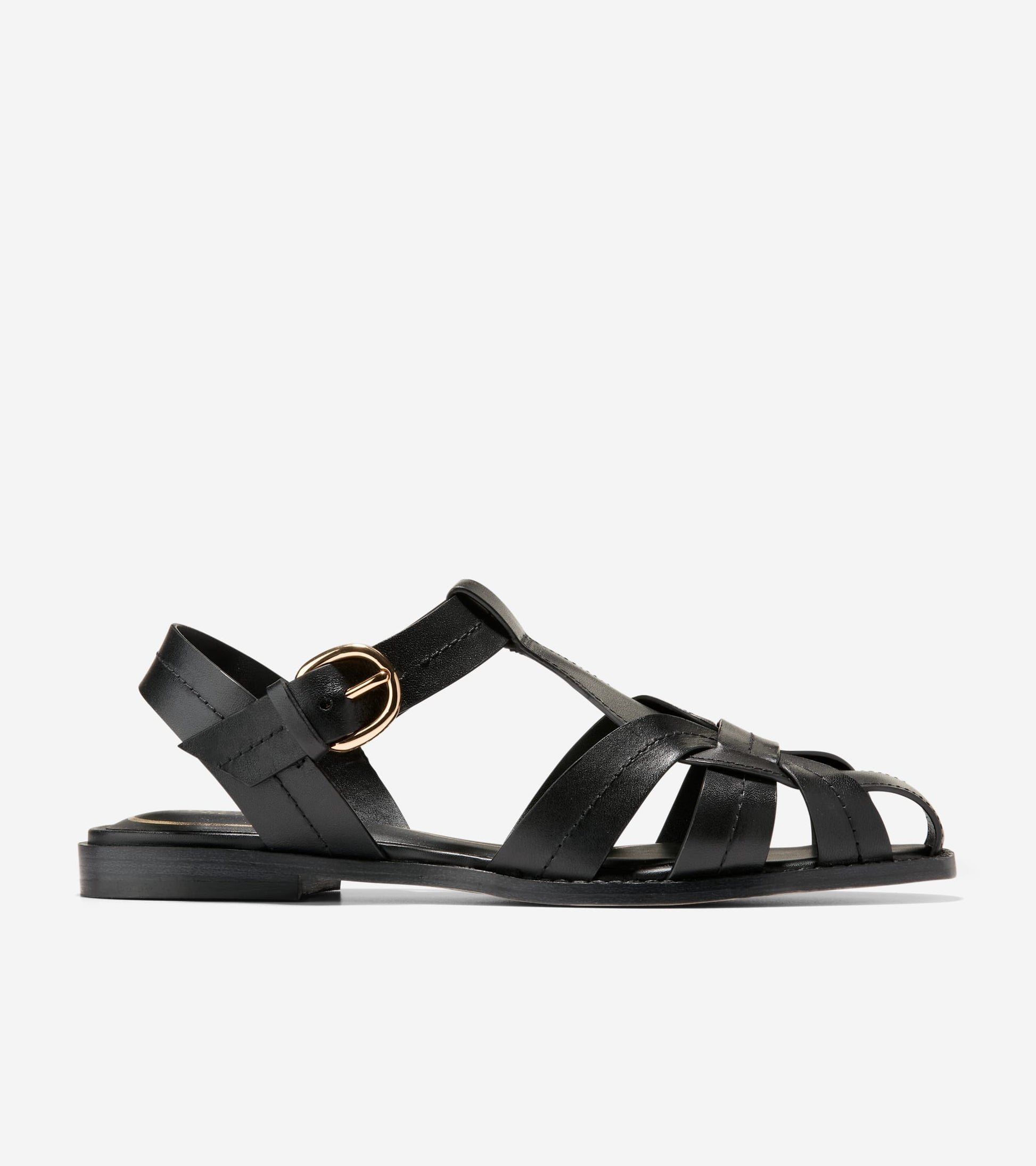 Women's Rosette Fisherman Sandals-Black