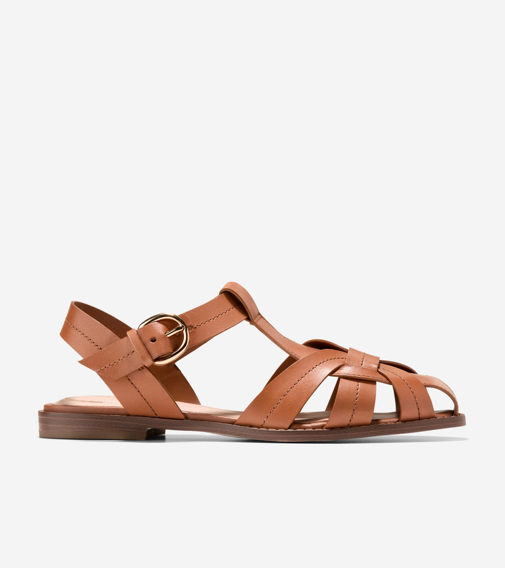 Women's Rosette Fisherman Sandals-British Tan
