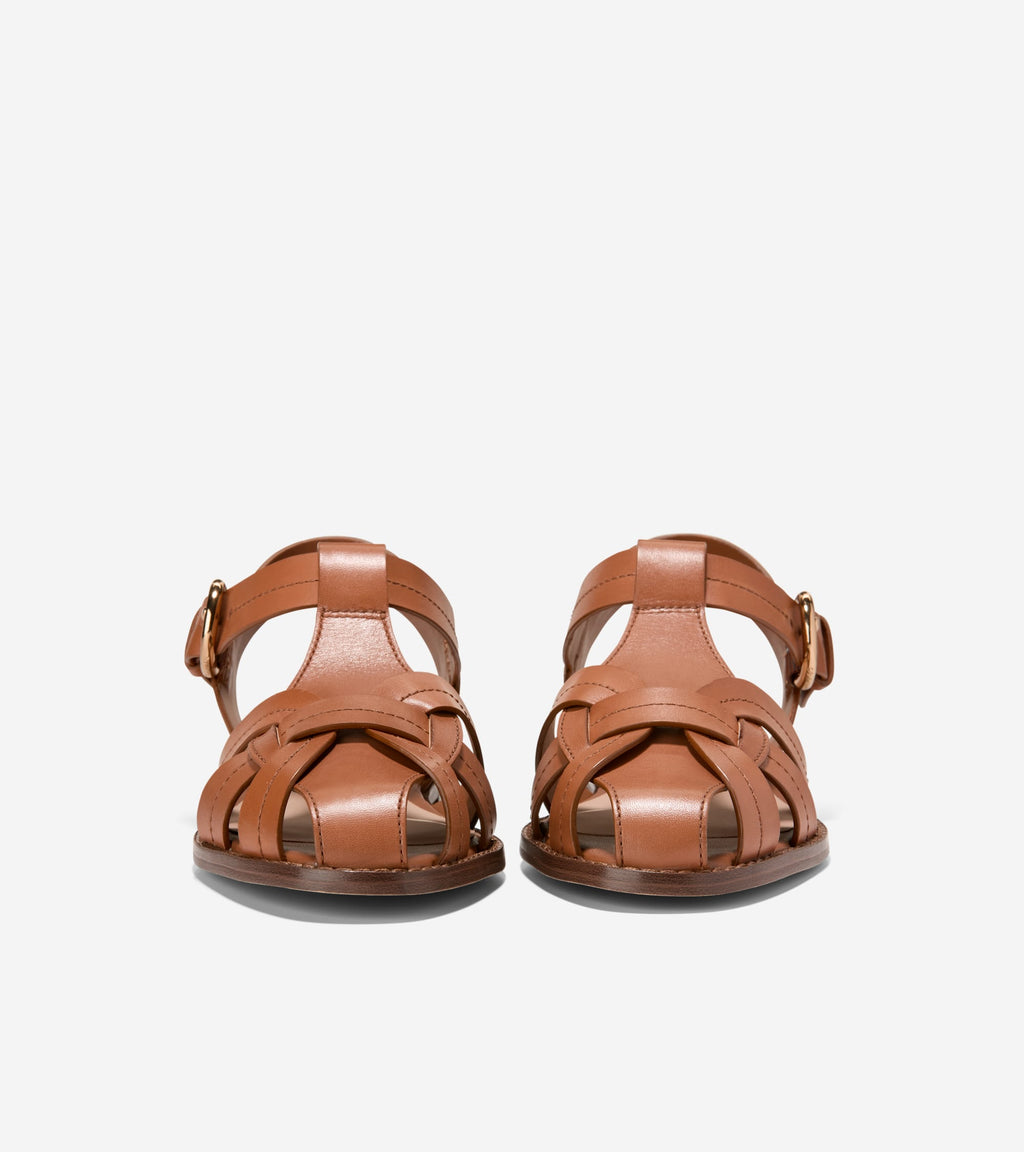 Women's Rosette Fisherman Sandals-British Tan