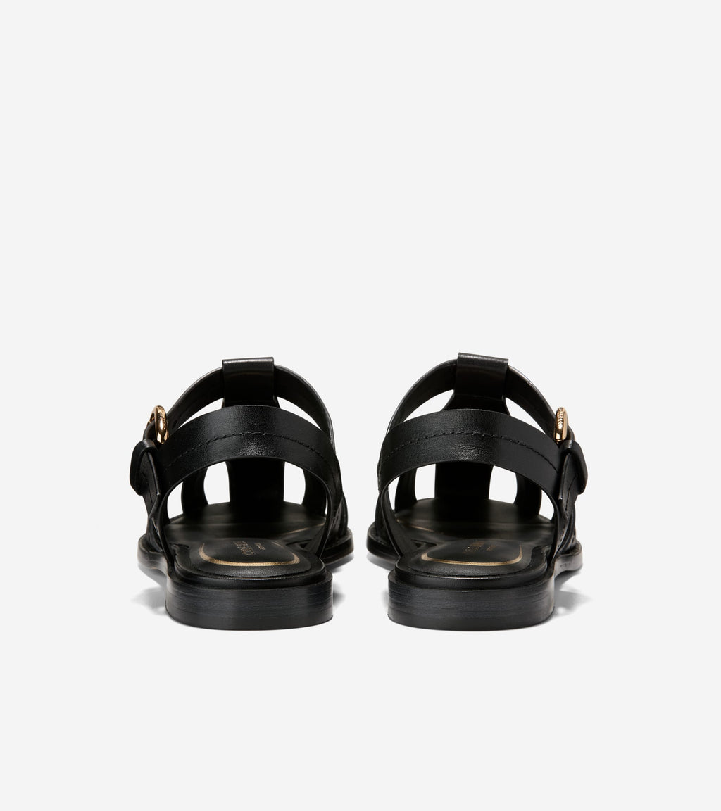 Women's Rosette Fisherman Sandals-Black