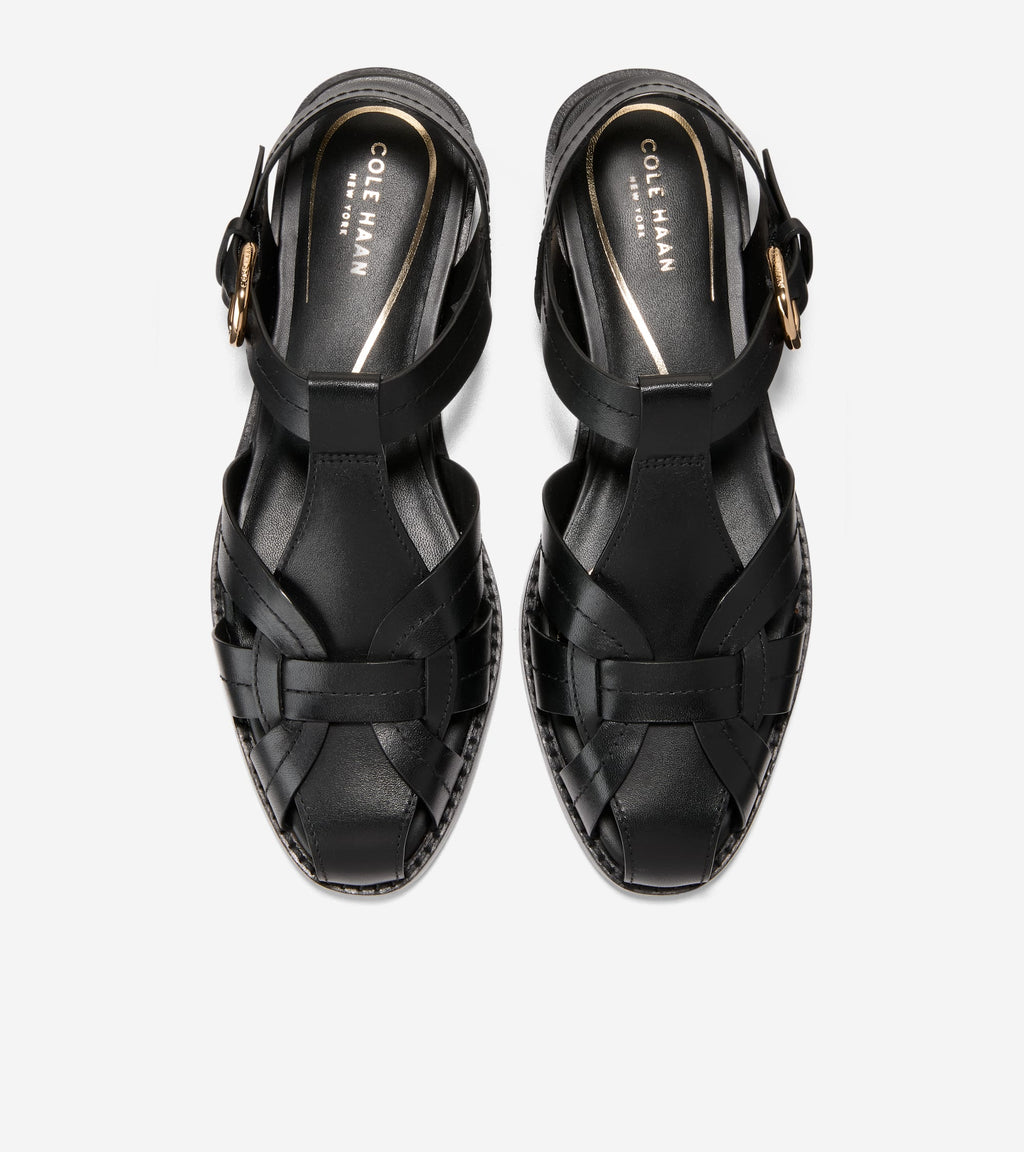 Women's Rosette Fisherman Sandals-Black