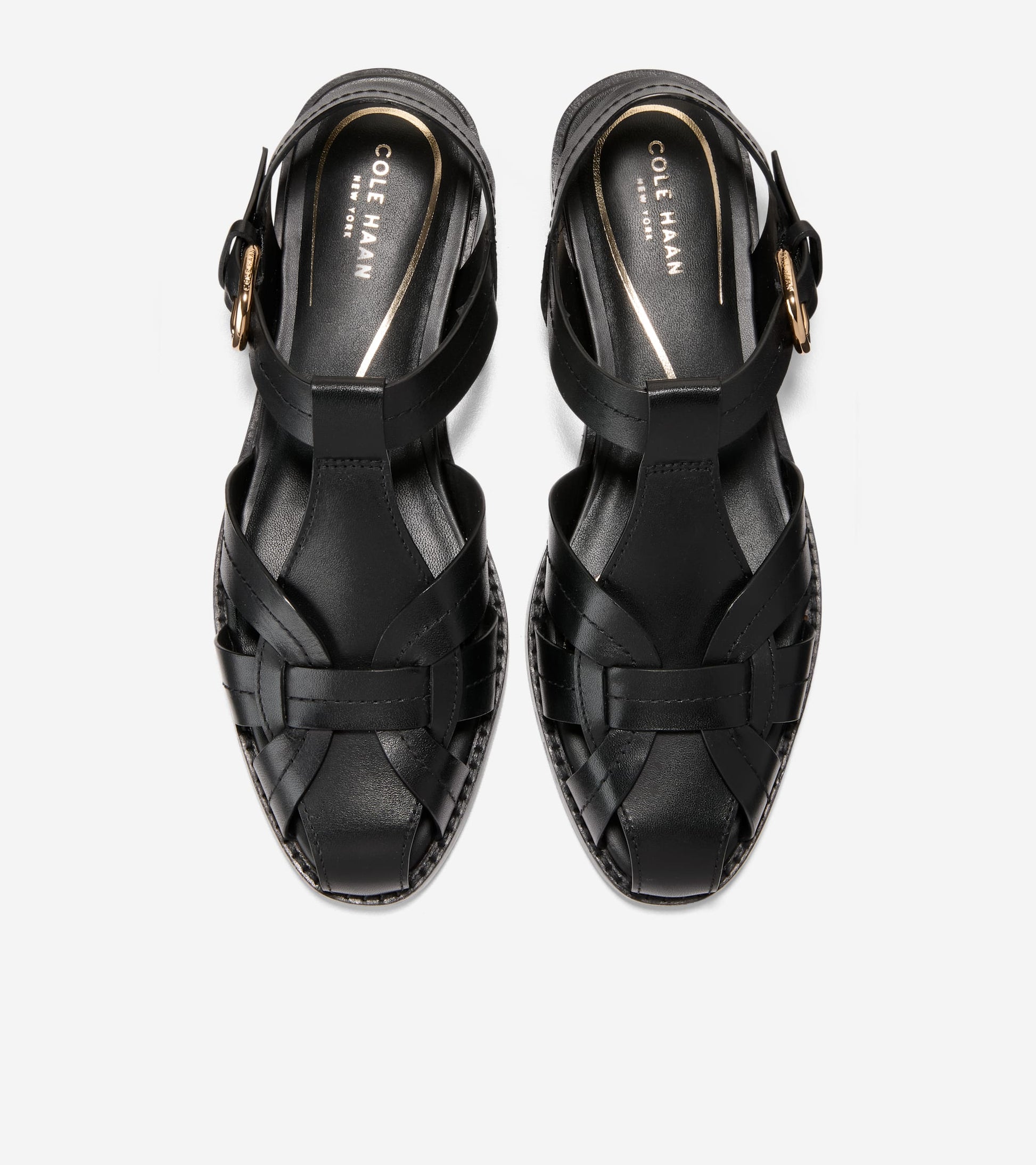 Women's Rosette Fisherman Sandals-Black