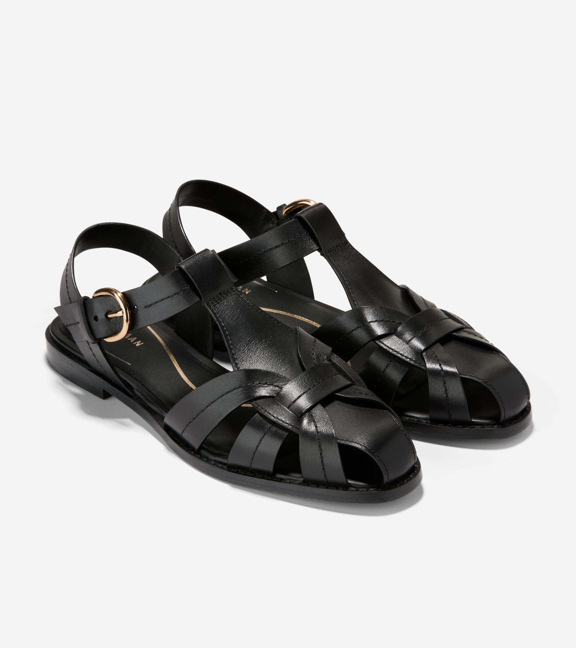 Women's Rosette Fisherman Sandals-Black