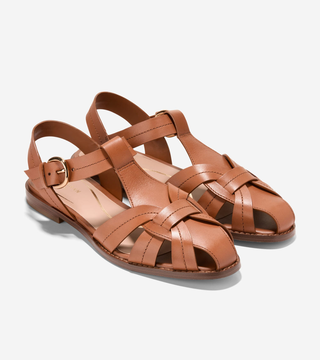 Women's Rosette Fisherman Sandals-British Tan