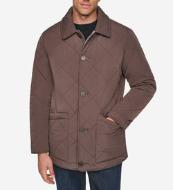 Men's Reversible Plaid Quilted Barn Jacket-Brown Multi